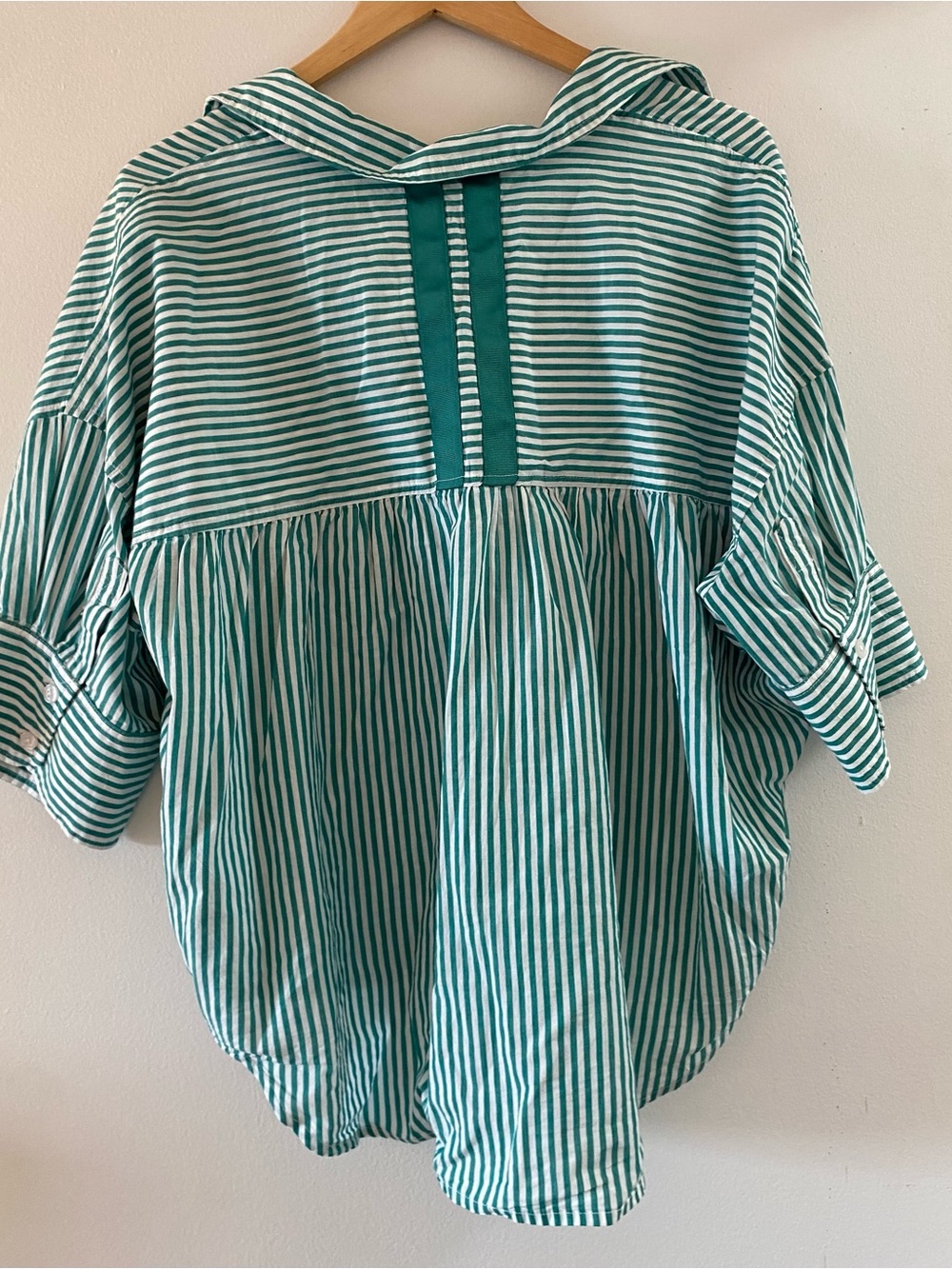 Maeve Green Stripe Embroidered Pocket Button-Up Shirt - Picture 2 of 5